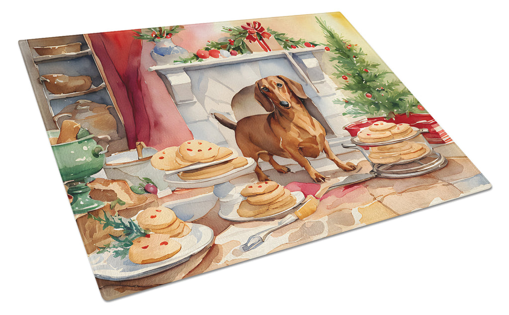 Dachshund Christmas Cookies Glass Cutting Board