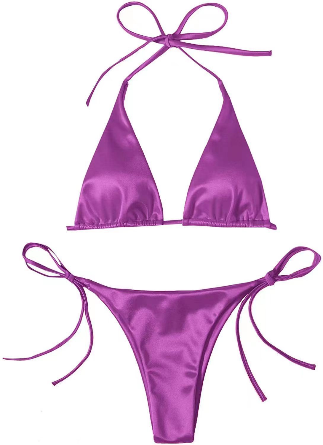 2023 Fashion Triangle Tie Bikini with Gold Accent