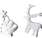 Silver Christmas Tree Reindeer Stud Earrings