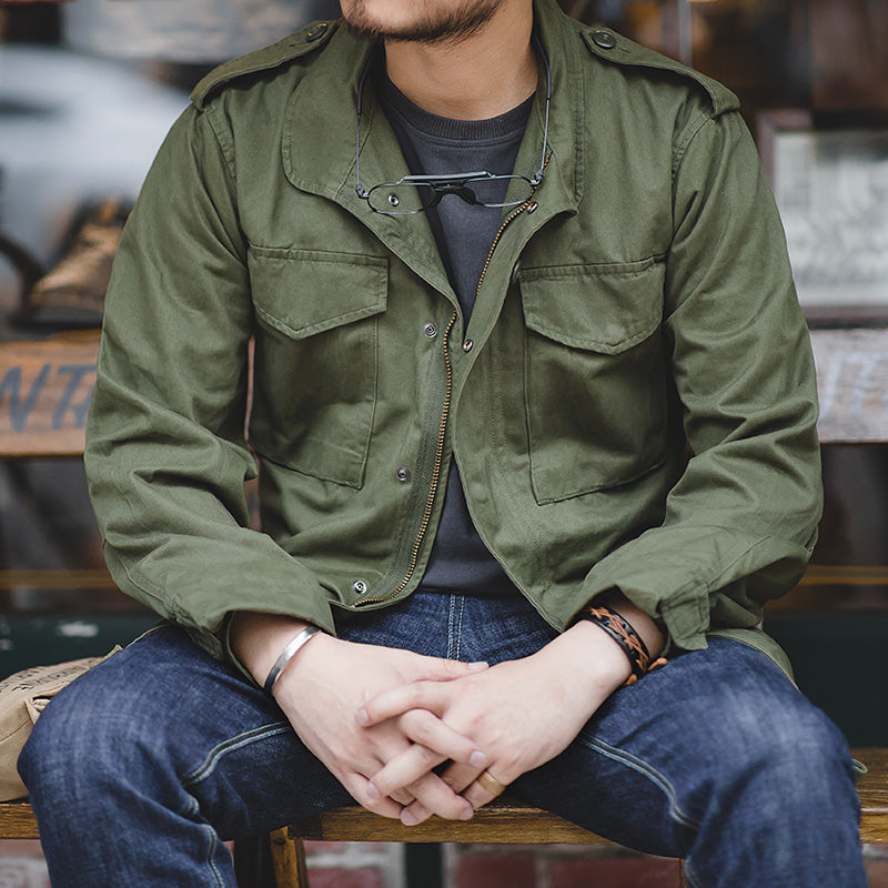 Maden M65 Oversize Army Green Denim Jacket for Men