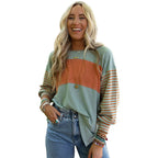 Casual Striped Long-Sleeved Women's Hoodie Top | Streetwear