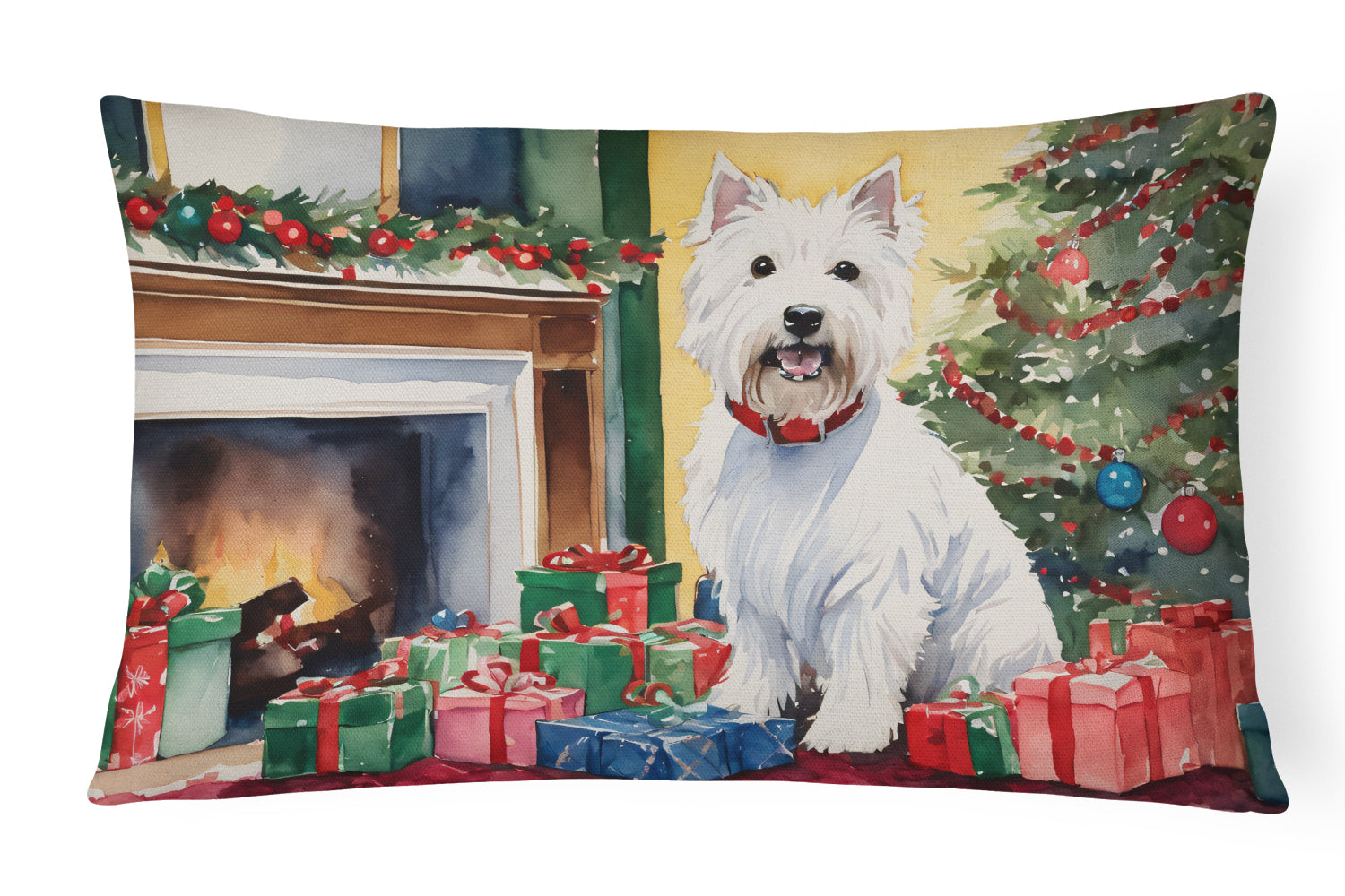 Westie Cozy Christmas Throw Pillow