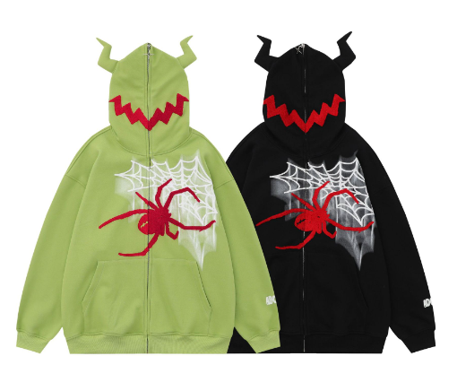 Spider Print Women's Hoodie Cardigan Jacket | Streetwear