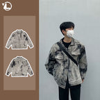 Men's Hip-hop Color Block Denim Jacket with Pockets