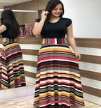Floral Print Color Block Long Dress for Women