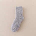 Women's Coral Fleece Striped Mid-Calf Sleeping Socks