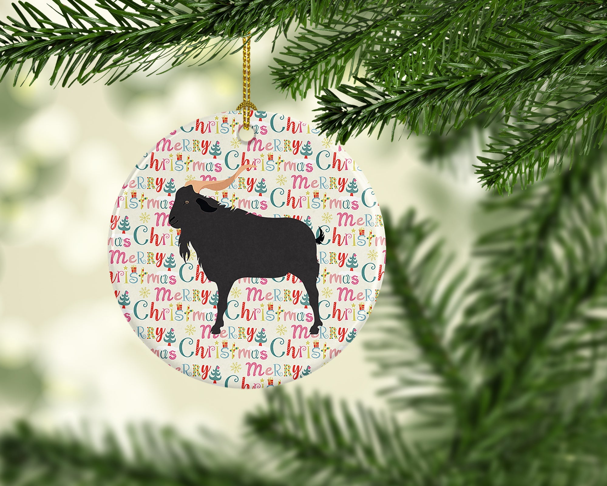 Verata Goat Christmas Ceramic Ornament