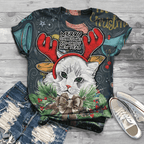 2020 Fall Women's Christmas Print T-Shirt, Short Sleeve | Streetwear