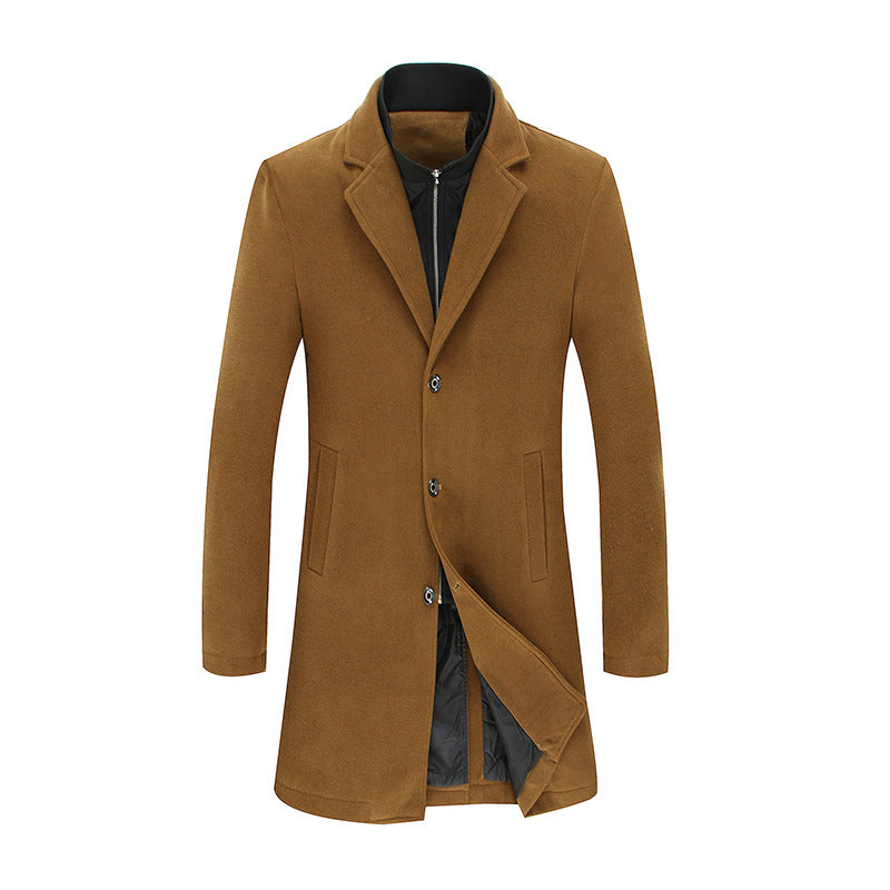 Men's British Style Woolen Two-Piece Coat