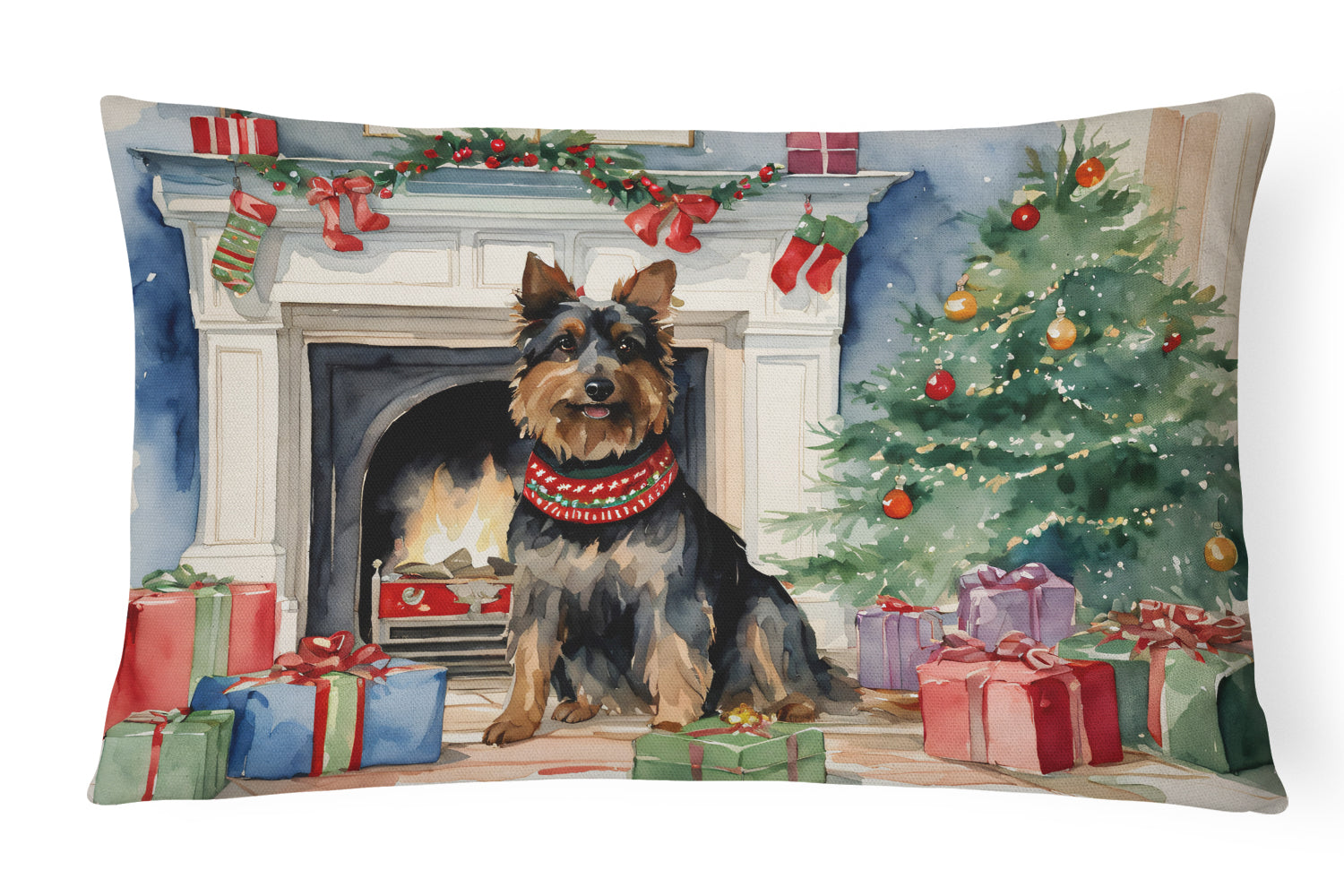 Australian Terrier Christmas Throw Pillow