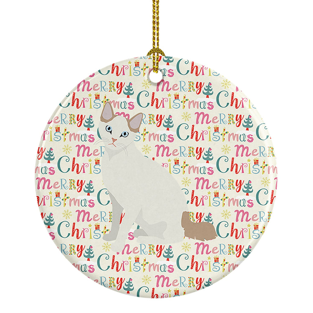 Korean Bobtail Cat Christmas Ceramic Ornament