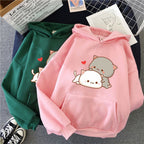 Cute Cat Print Casual Sports Hoodie for Women | Streetwear