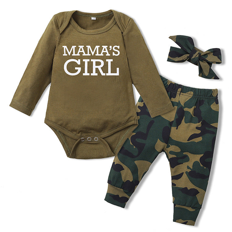 Baby Autumn Camouflage Bodysuit Outfit Set (3 Pieces)