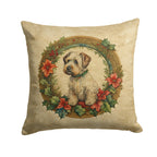 Sealyham Terrier Christmas Flowers Throw Pillow