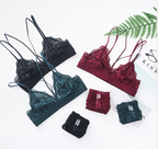 French Triangle Cup Lace Bra Set with Breathable Design