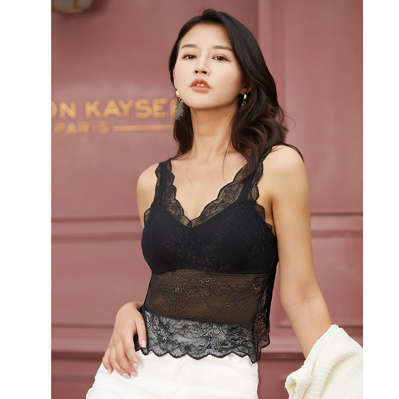 French Style Wireless Lace Bra for Women - Elegant Comfort