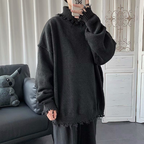 Half High Neck Ripped Sweater for Autumn and Winter