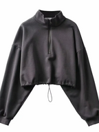 Women's Casual Autumn Winter Short Hoodie with Zipper | Streetwear