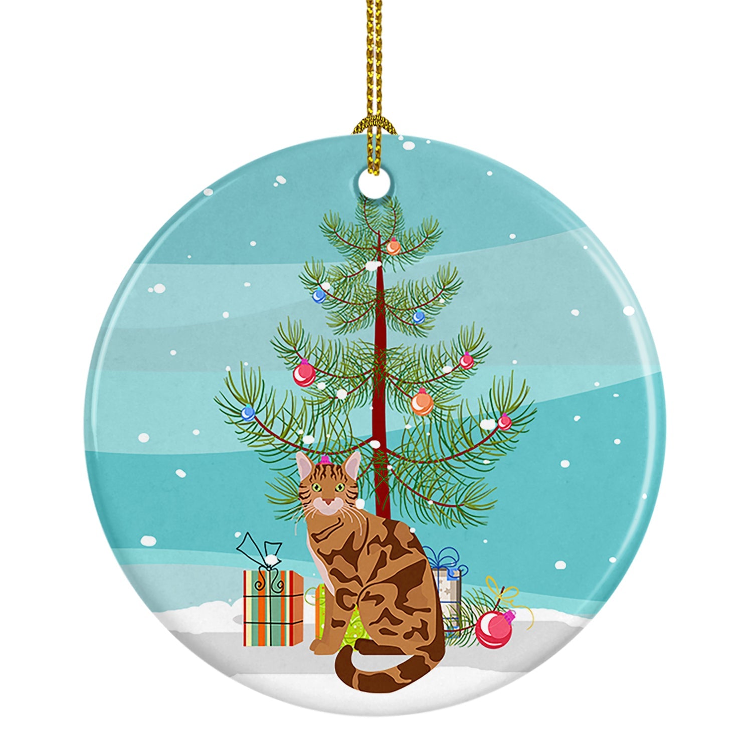 Bengal Cat Christmas Ceramic Ornament