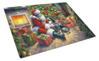Bluetick Hound and Santa Claus Glass Cutting Board