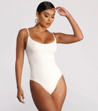 Black Scoop-Neck High-Cut One-Piece Swimsuit