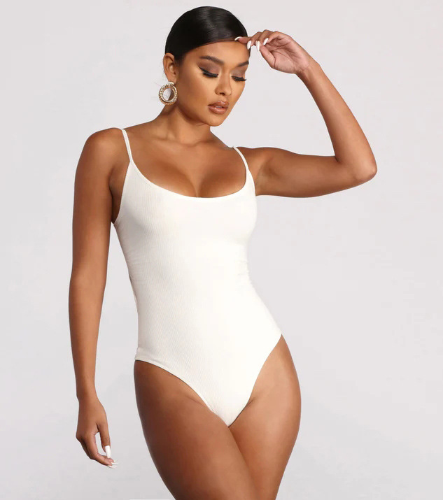 Black Scoop-Neck High-Cut One-Piece Swimsuit