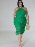 Plus Size 2-Piece Skirt Set with Crop Top and Maxi Skirt