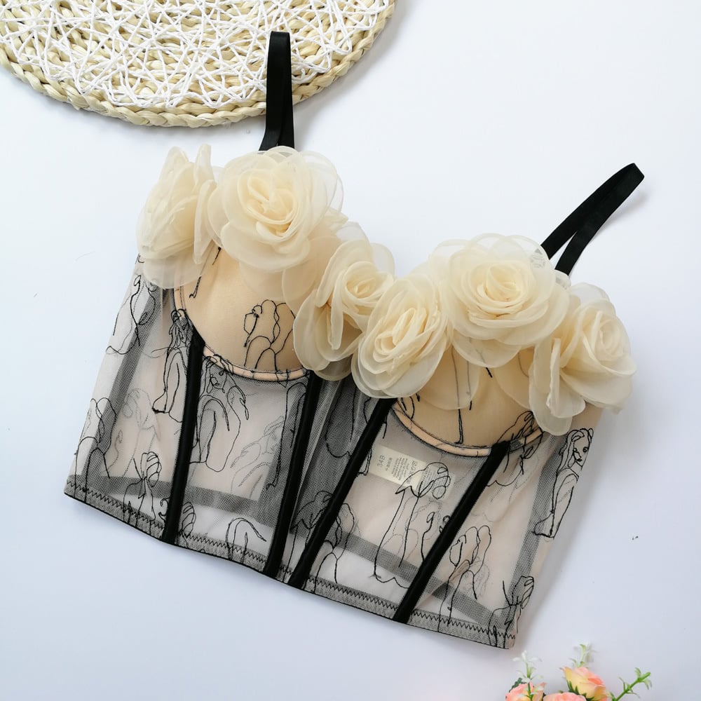 Embroidered Flower Tube Top Beauty Camisole Vest