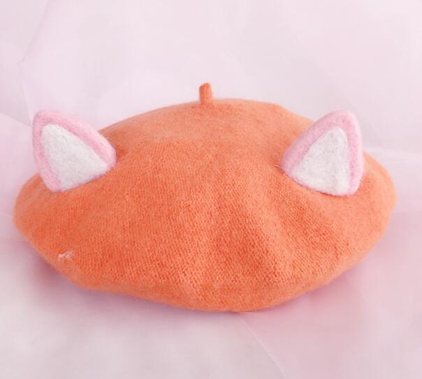 Women's Wool Tweed Cat Ears Hat - Soft and Cute