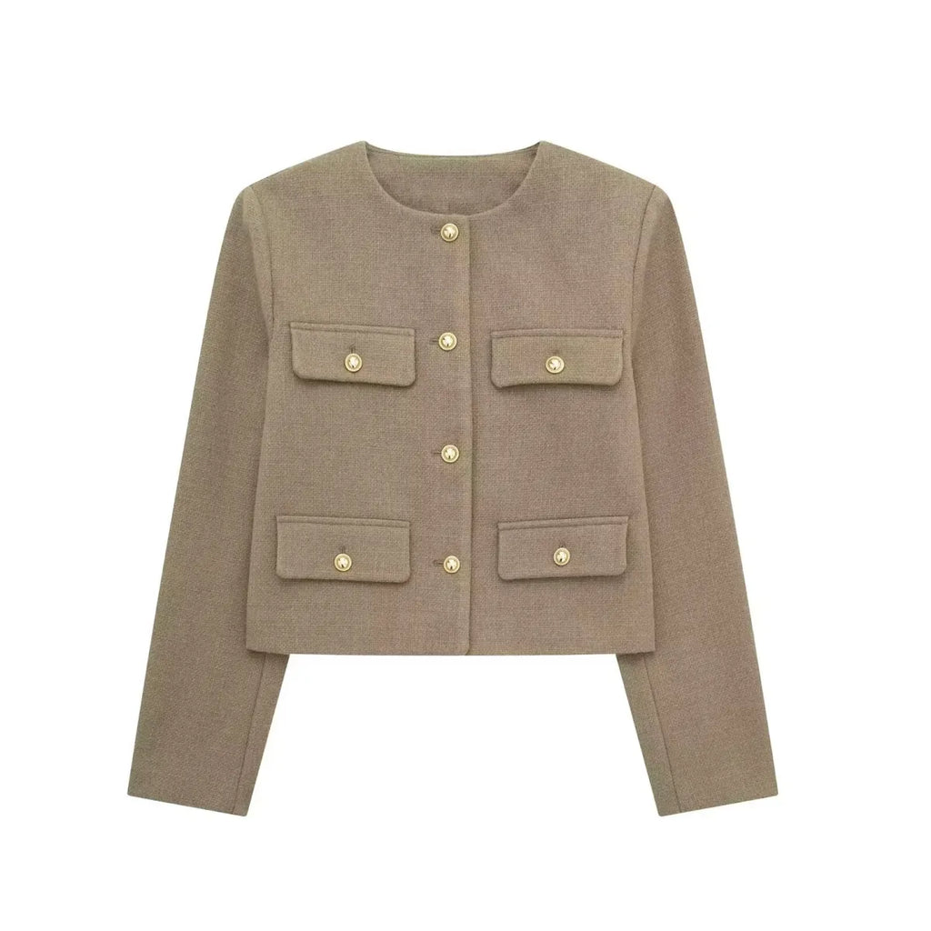 Fashion Casual All-match Flip Trim Short Coat