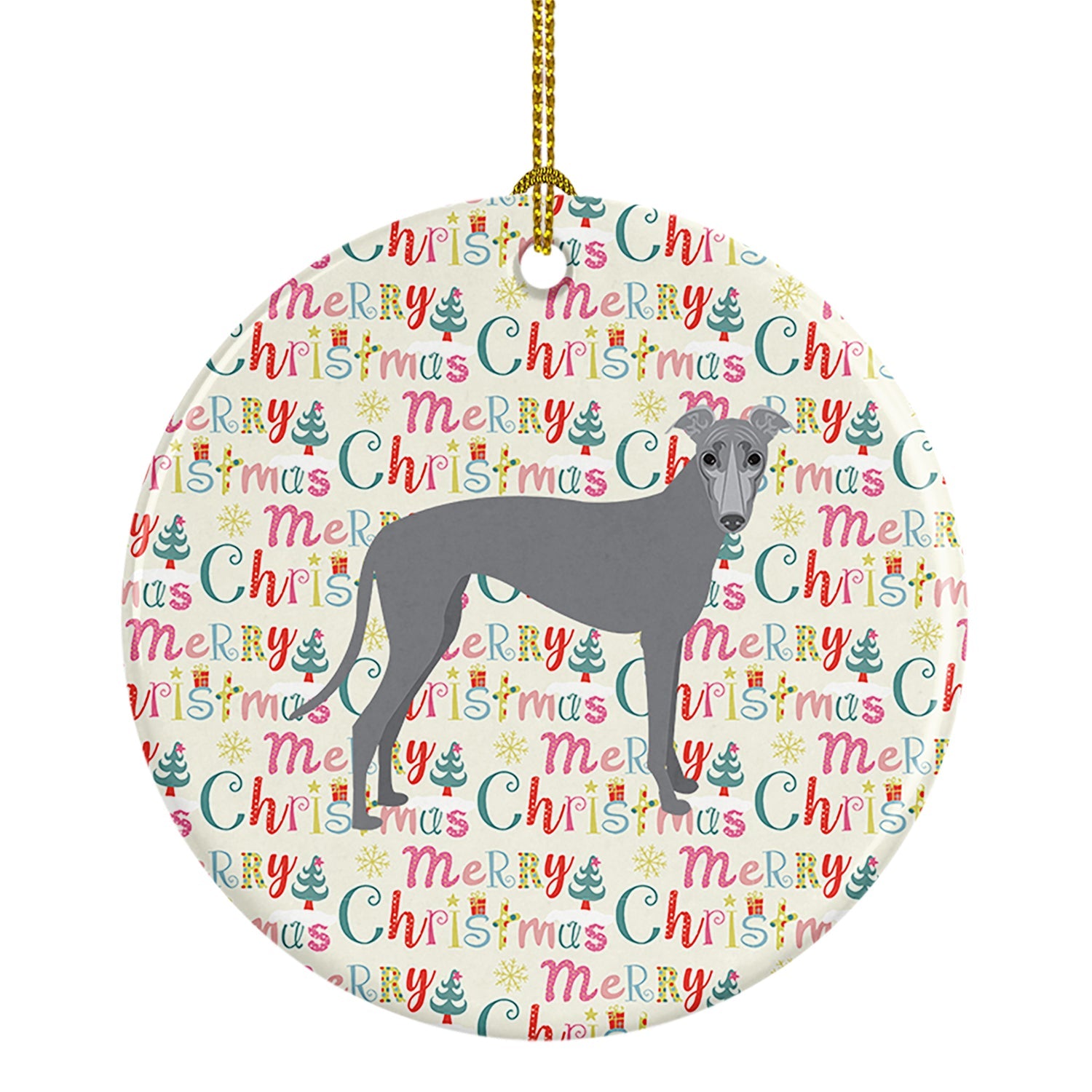 Greyhound Merry Christmas Ceramic Ornament