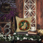 Japanese Spitz Christmas Flowers Throw Pillow