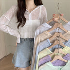 Lucyever Candy-Color Women's Summer Knit Cardigan Top