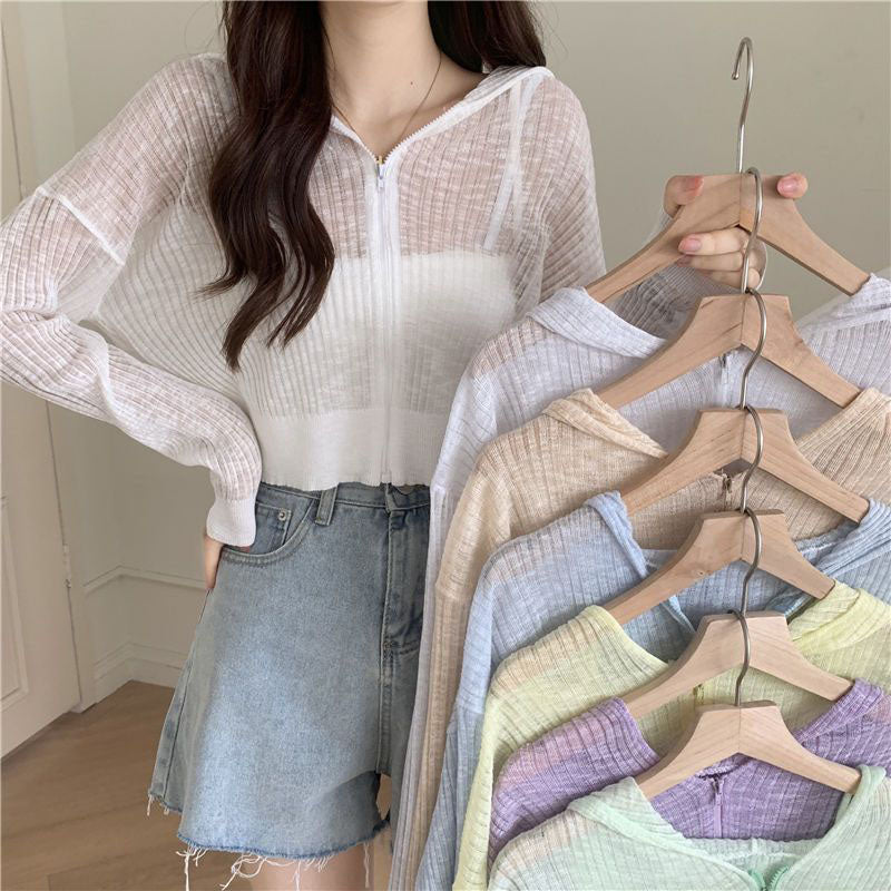 Lucyever Candy-Color Women's Summer Knit Cardigan Top