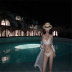 Lace Trim Floral Print Bikini Swimsuit for Women