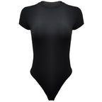 Women's Summer Solid Color Short Sleeve Bodysuit Jumpsuit