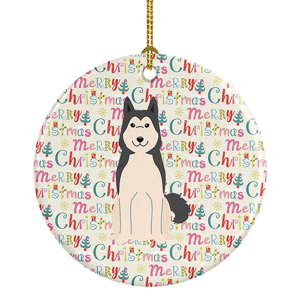 Merry Christmas West Siberian Laika Spitz Ceramic Ornament