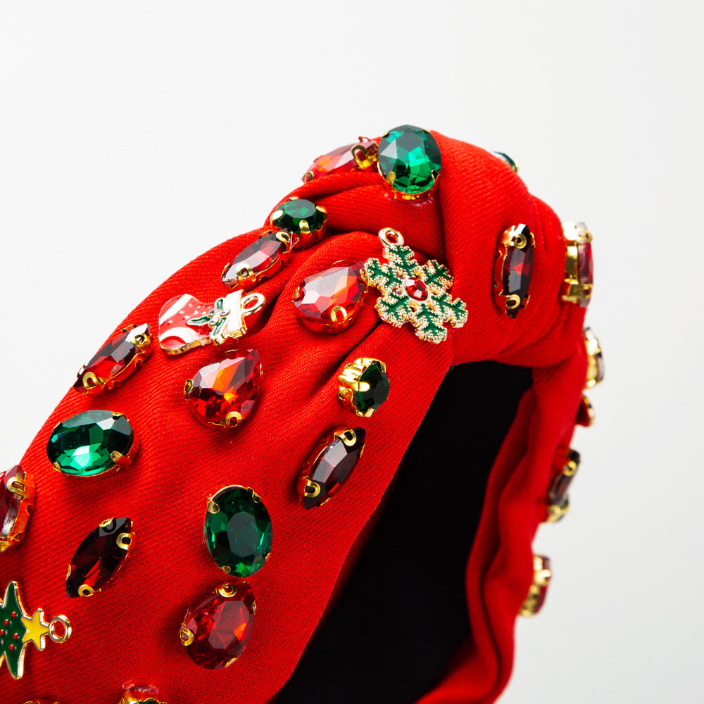 Handmade Christmas Tree Headband with Knot Design