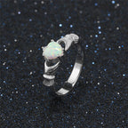Christmas Gift Claddagh Wedding Ring with Opal