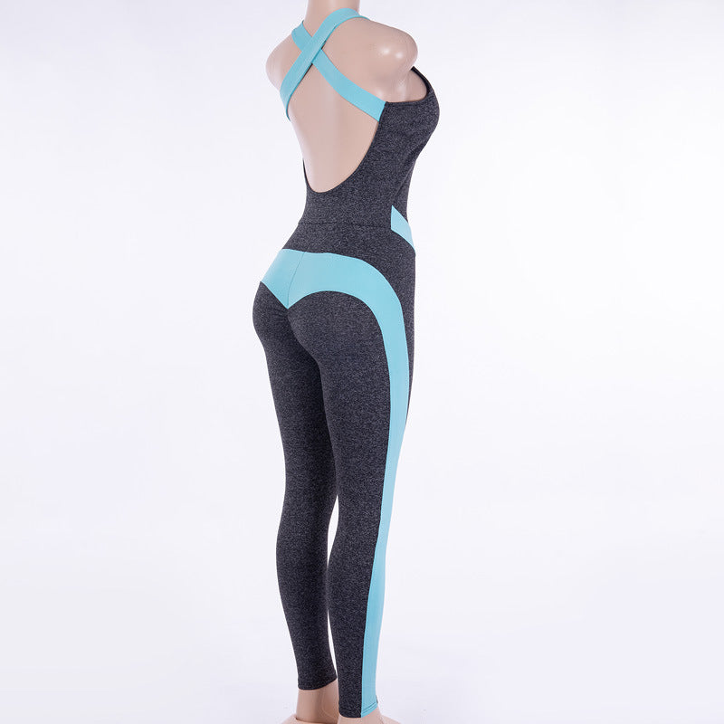 2019 Women's Yoga Bodysuit with Open Back Fitness Pants