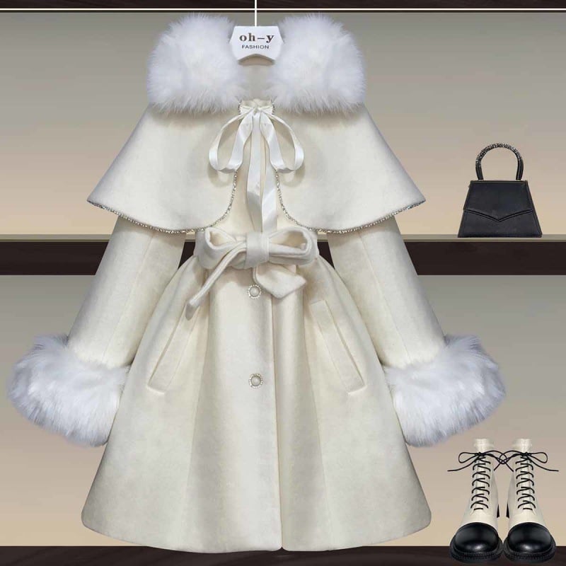 Oversized Women's Ocean Cape Coat Woolen Dress