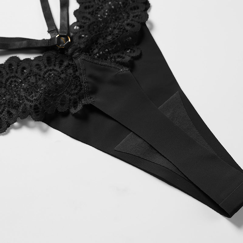 1pc Women's Seamless Lace Ice Silk Thin Strap Thong