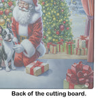 Boston Terrier and Santa Claus Glass Cutting Board
