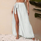 Tie-Waist Wrap Beach Cover-Up Skirt