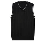 Men's Sleeveless Knit Pullover Sweater with V-Neck | Streetwear
