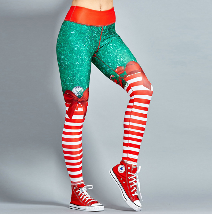 Christmas Print Yoga Leggings for Sports and Fitness