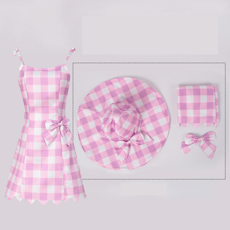 Women's Barbie Plaid Swimsuit and Cosplay Costume Set
