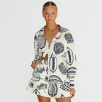 Fruit Print Shorts & Cardigan Set