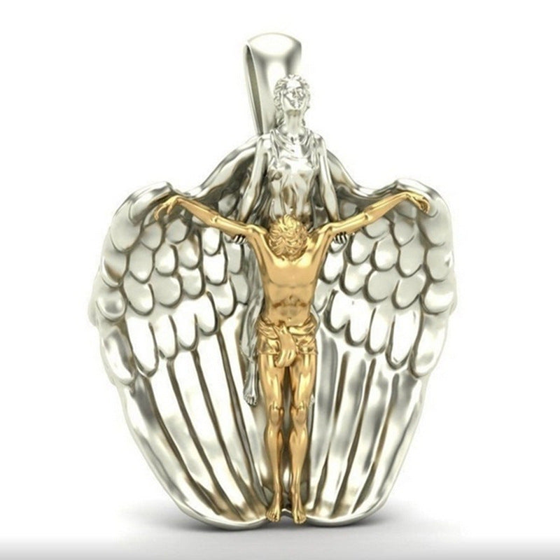 Angel and Christ Pendant Necklace
