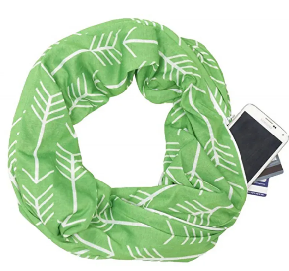 Fish Bone Print Pocket Scarf
